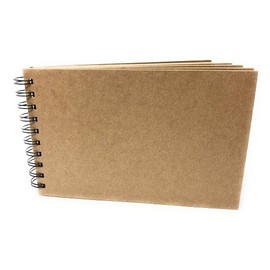 Blank Scrapbook, Chipboard Album, 8 1/2" x 5 1/2" Chipboard Guest Book, Wire bound or book rings (6 Page Album, Black Wire Binding)