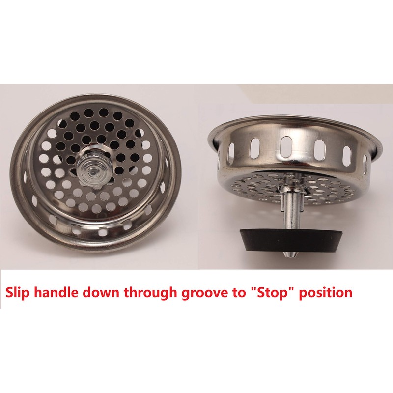 Replacement Basket Strainer for Kitchen Sink Strainers, Stainless Steel, Rubber