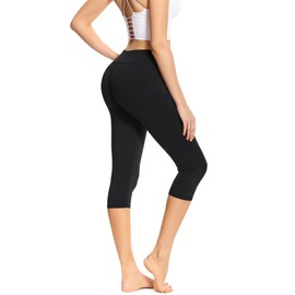 adorence Capri Leggings for Women (3/4 Pants, High Waist, Booty Lifting), Women Capri Pants with Pockets-Black,S