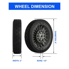 Replacement Lawn Mower Rear Drive Wheels for 42710-VH7-010ZA 42710-VH7-000ZA - 9" Tires Assebmly Compatible with Honda HRR216 HRX217 Propelled Mower (Set of 2)