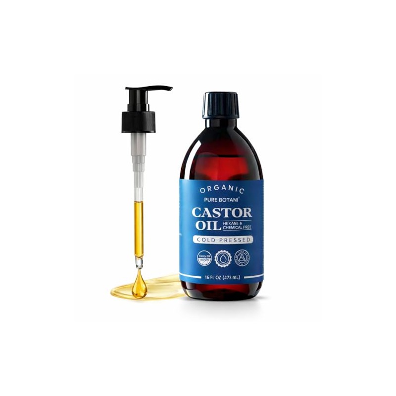 Castor Oil Organic Cold Pressed,100% Pure Hexane Free, Unrefined Natural