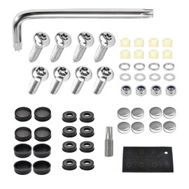 Shakas Anti Theft License Plate Screws Kits, for Front Rear Car Tag Mount, Stainless Steel Rust-Proof Anti-Theft Fixing Bolt Kit for Securing Frames and Covers
