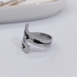 omodofo Adjustable Inspirational Motivational Ring Stainless Steel Spiral Wrap Twist Ring Gift for Women (It’s Only Temporary)