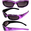 Birdz Eyewear Chill Women's Padded Motorcycle Sunglasses Purple Frames with