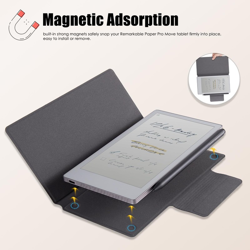 BOZHUORUI Case for 7.3" Remarkable Paper Pro Move,PU Leather Magnetic