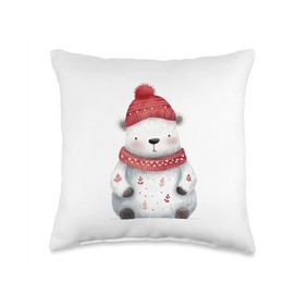 Icebear theme Christmas Danish Design Polar Bear Winter Throw Pillow, 16x16, Multicolor