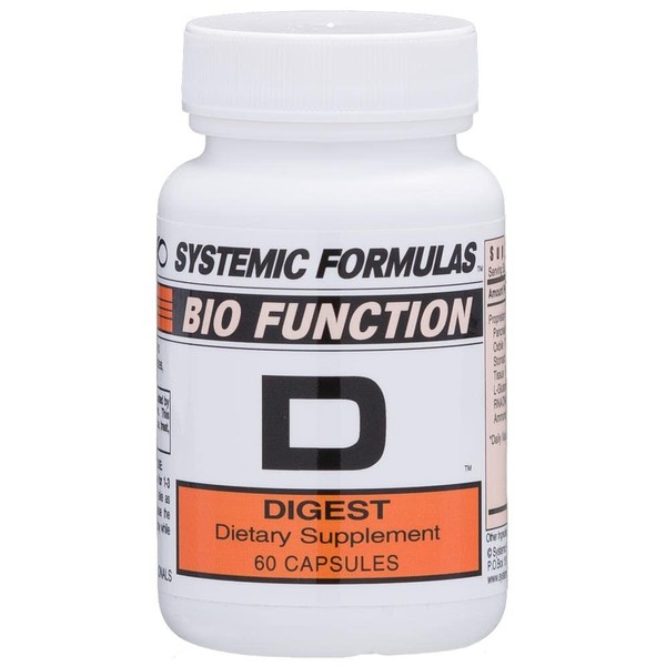 Systemic Formulas Bio Function #17 D Digest 60 Capsules. Helps Digestion of Heavy Meals and Absorption of Nutrients.
