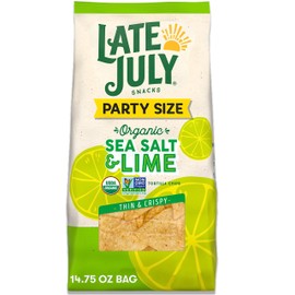 Late July Snacks, Thin & Crispy Organic Tortilla Chips, Sea Salt & Lime, 14.75 oz Party Size Bag