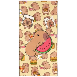YISUMEI Oversized Microfiber Beach Towel Sand Free Quick Dry Lightweight Large Bath Towel with Capybara and Watermelon 36" x 72" for Adults Pool Camping Essentials and Cruise Travel