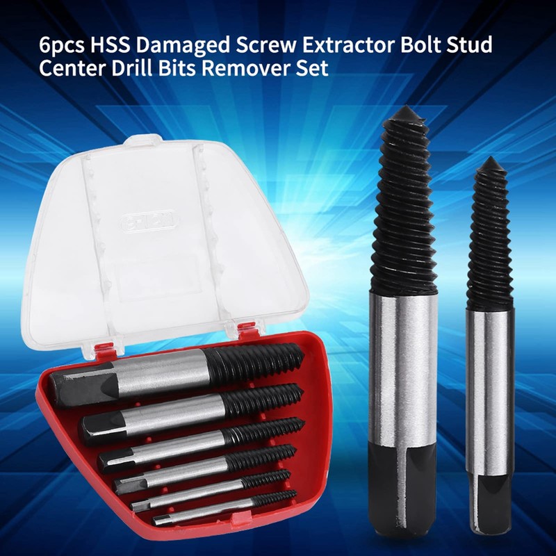 6pcs práctico HSS Damaged Screw Extractor Bolt Stud Remover Set