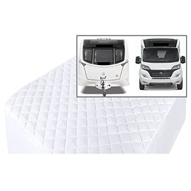 CARAVAN/MOTOR HOME ISLAND BED WATERPROOF QUILTED FITTED MATTRESS PROTECTOR (Hand Made to order) (10" (26cm Deep)