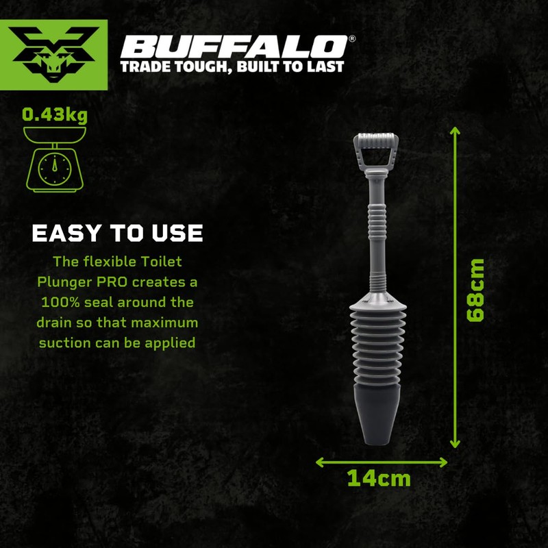 Buffalo Toilet Pro Plunger with Rubber Seal