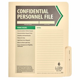 Employee Personnel File Folder, Confidential, 11.75 x 9.5, 10 Pack, J. J. Keller & Associates, Inc.