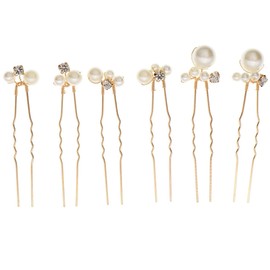 Pearl Hair Ornaments, Headdress, Set of 6, Pearls, U-pins, Hairpins, Small, Large, Kimonos, Weddings, Parties, Photos, Everyday Graduations, Weddings, Coming-of-age Ceremonies, Brides, Hair Ornaments