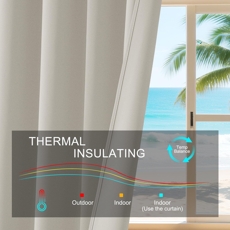 PONY DANCE Natural Short Thermal Curtains & Drapes - Rod