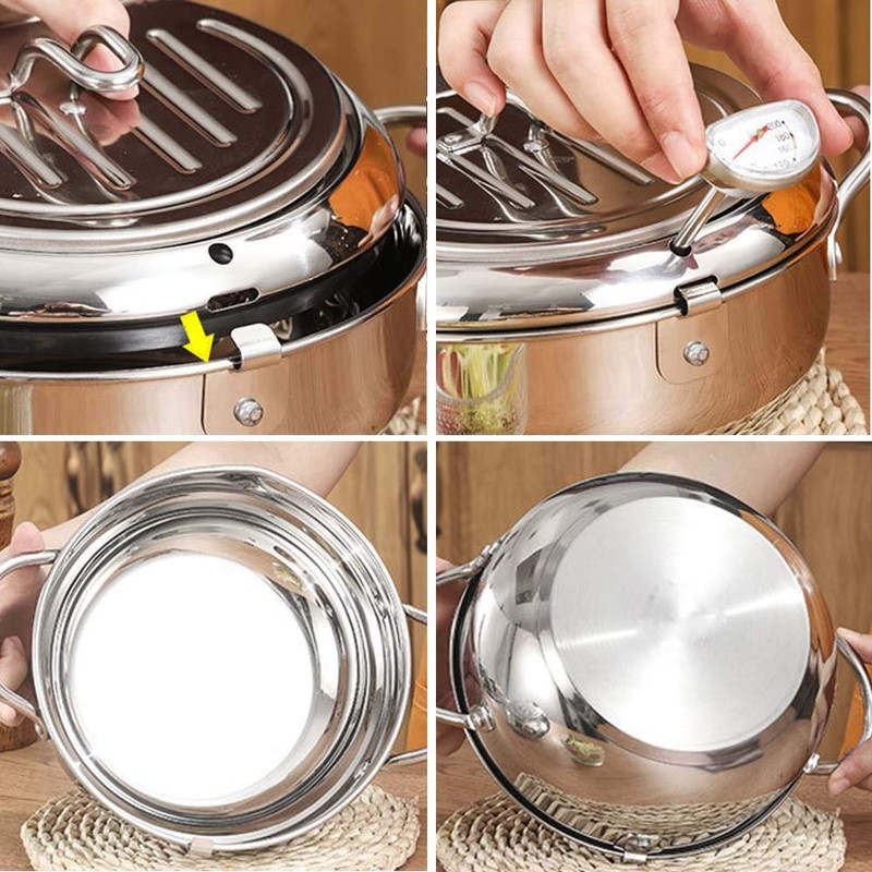 TAMUME 2.5 L Frying Pot with Stainless Steel Lid and