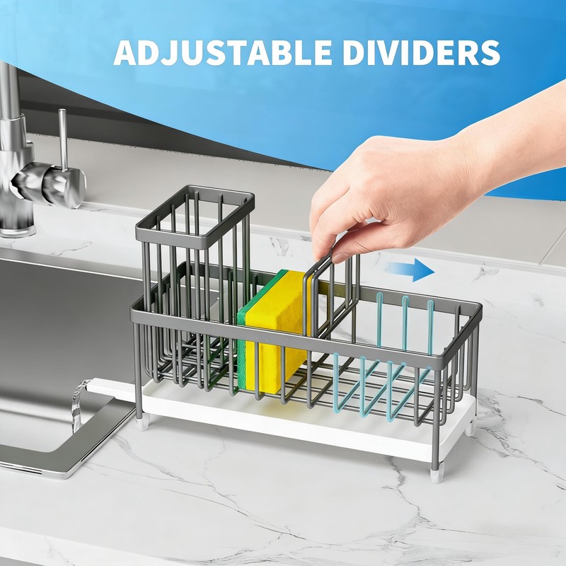 Cisily Sponge Holder for Kitchen Sink, Sink Caddy Organizer with