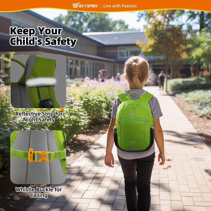 SKYSPER Children's Backpack 10L Hiking Backpack with Chest Strap Boys