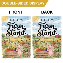Farm Themed Garden Flag Decor - NOVBAUB Self Serve Farm Stand Garden Banner Gifts for Outdoor Yard House Porch Patio Decor Double-Sided Farmhouse Flags 12 x 18 Inch (no flagpole)