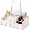 Polpcygne Makeup Organizer with Square Mirror, Vanity Organizer with Drawers