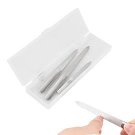 Culinavog Set of 3 Stainless Steel Nail File, Professional Double-Sided Nail Arts, Unisex, Curved Nail File Set with Cleaning Tip, for Manicure and Pedicure, Silver