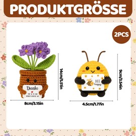 BDBFPAN Set of 2 Crochet Flowers Set, Forget Me Not Gift, Emotional Support Cuddly Toy, A Charming Thank You Gift for Friends, Family or Colleagues for Office Decoration