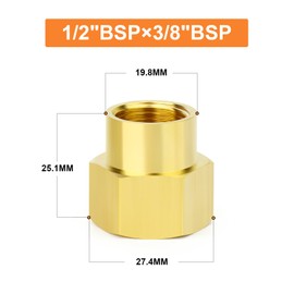 GASHER 5PCS Brass Pipe Fitting, Coupling, Reducer Adapter, 3/4" x 1/2" BSP Female