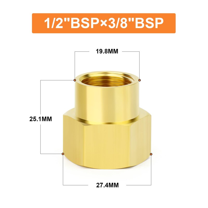 GASHER 5PCS Brass Pipe Fitting, Coupling, Reducer Adapter, 3/4" x