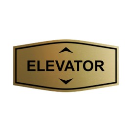 Fancy Elevator Up & Down Arrows Sign (Brushed Gold) - Medium