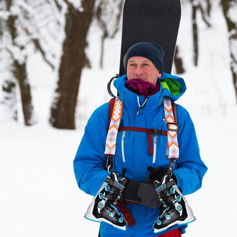 Ski Boot Strap, Adjustable Ski Strap with 360° Swivel Buckle,