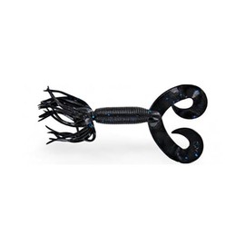 Hula Grub Double Tail 4 Inch Soft Baits 021 Black with Blue Flake 9 Fishing Lures Bass Jigging Bait Jig Lure Weedless Soft Plastic Swimbait Accessories Freshwater