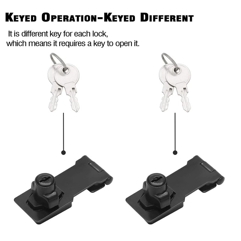 2 Packs 3 inch Keyed Hasp Locks,Twist Knob Keyed Locking