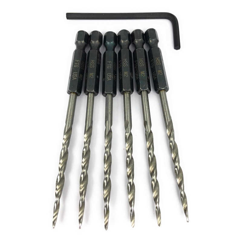 FTG USA Replacement Tapered Countersink Drill Bit Set 6 Pc
