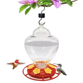 Hummingbird Feeders for Outdoors Hanging with Ant-Proof Hooks, 40 oz Hummingbird Feeder with Circular Perch & 6 Feeding Ports, Easy to Clean and Leak Proof for Garden Yard