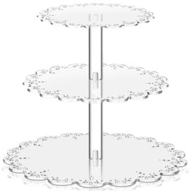 Nuenen Acrylic Cupcake Stand 3 Tier Clear Dessert Tower Holder for 24 Cupcakes Round Transparent Display Cupcake Stand Table Centerpiece for Wedding Baby Shower Birthday Party Supplies