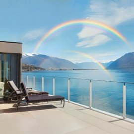 Cvter Glass Railing Post, No-Punch Heavy-Duty Glass Railing with Spigot Slots & Base, 304 Stainless Steel Clamp Bracket for Deck Balusters, Balcony, Patio, Stairs, Silver, 23.6in, 60cm Corner Post