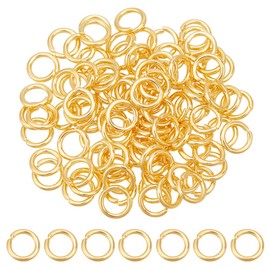 HOBBIESAY Pack of 100 Golden Jump Rings 6 mm Open Jump Rings Made of Stainless Steel 24 Carat Gold-Plated Jump Rings Unsoldered Ring Connector Small Split Ring Jewellery Making Accessories