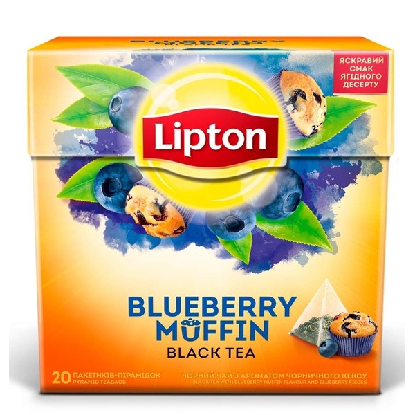 Lipton Black Tea - Blueberry Muffin - Premium Pyramid Tea Bags (20 Count Box)