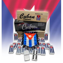 Cuban Dominoes Set – Double Six Dominoes with Cuba Style – 28 Classic Domino Tiles with Storage Case – Traditional Cuban Domino Set for Family, Travel & Backyard Play
