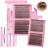Kit de Extensiones de Pestañas Postizas con Pegamento y Sellador