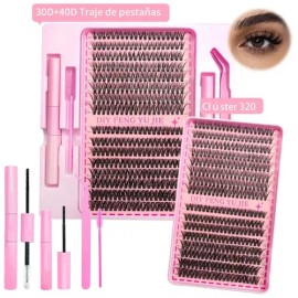 Kit de Extensiones de Pestañas Postizas con Pegamento y Sellador para Aplicación DIY