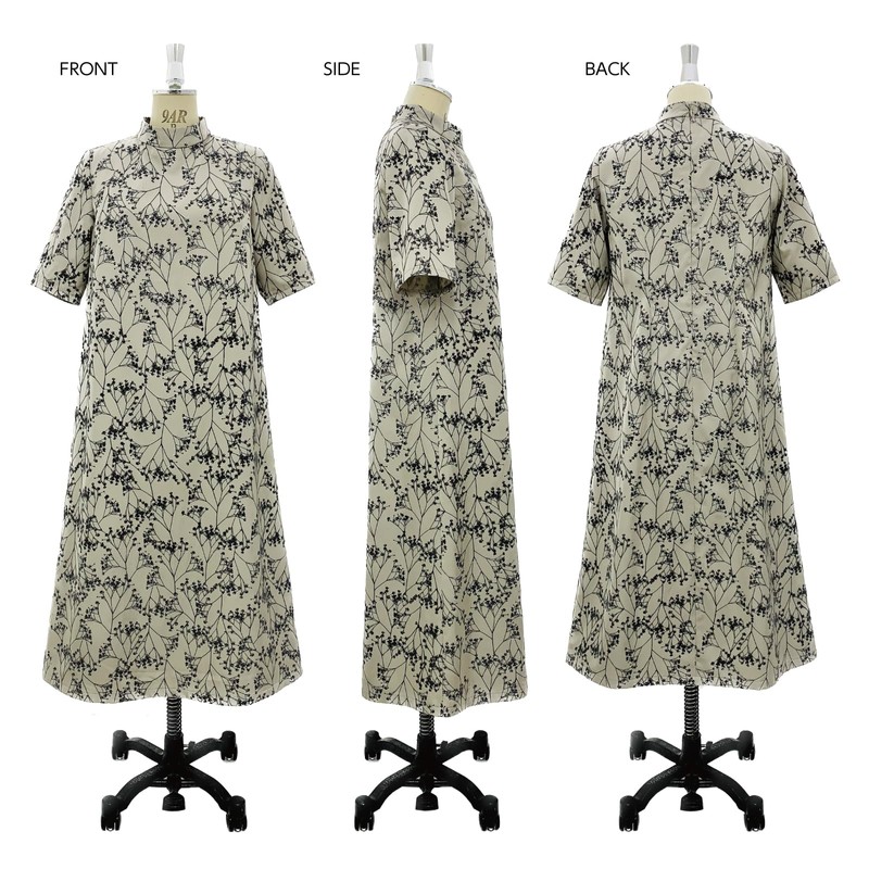 Sun Planning Pattern Pattern High Neck Long Dress 7005