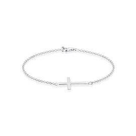 Elli Women's Cross Faith Bracelet in 925 Sterling Silver Rose Gold-Plated, Sterling Silver Metal, None