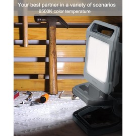 UFOND 2000LM LED Work Light Rechargeable,12h Portable Battery Worklight Cordless,20W Waterproof Floodlight Brightness Adjustable,Outdoor Construction Light with Clamp for Garage Camping Car Repairing