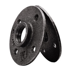 DSDS 10 PACK 3/4" 4 Holes Floor Flange, Rustic Industrial Black Malleable Iron Floor Flange For Pipe Shelf Furniture Home Decor