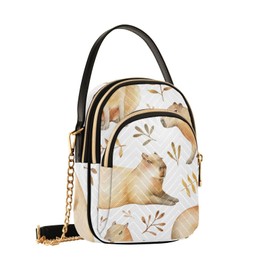 Yasala Cell Phone Purse Capybara Cute Leaves Crossbody Handbag Durable Shoulder Bag Sturdy Travel Pouch Compact Chic Bag for Women Everyday Use New Year Gift
