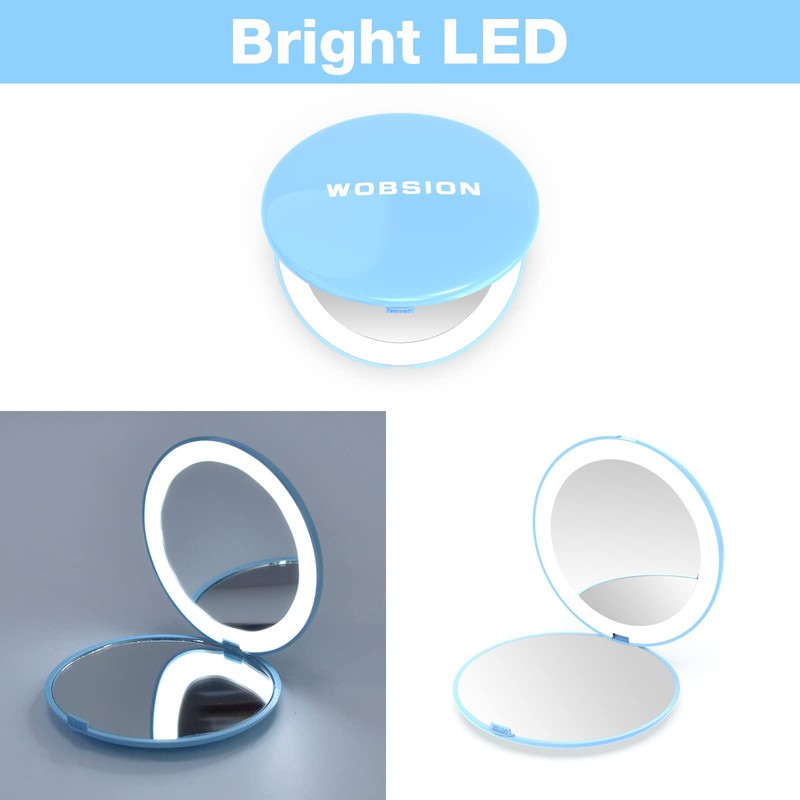 WOBSION LED Compact Mirror with 10X Magnification