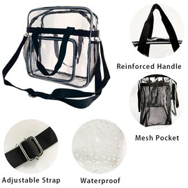 ONEART Clear Stadium Approved Tote, 12 x 6 x 12 Inches, Security Approved Clear Tote Bag, Pink, Large