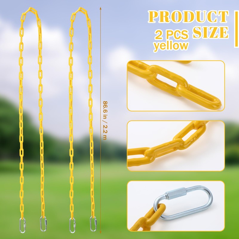 2 Pcs 87'' PVC Coated Swing Chain Heavy Duty Hanging