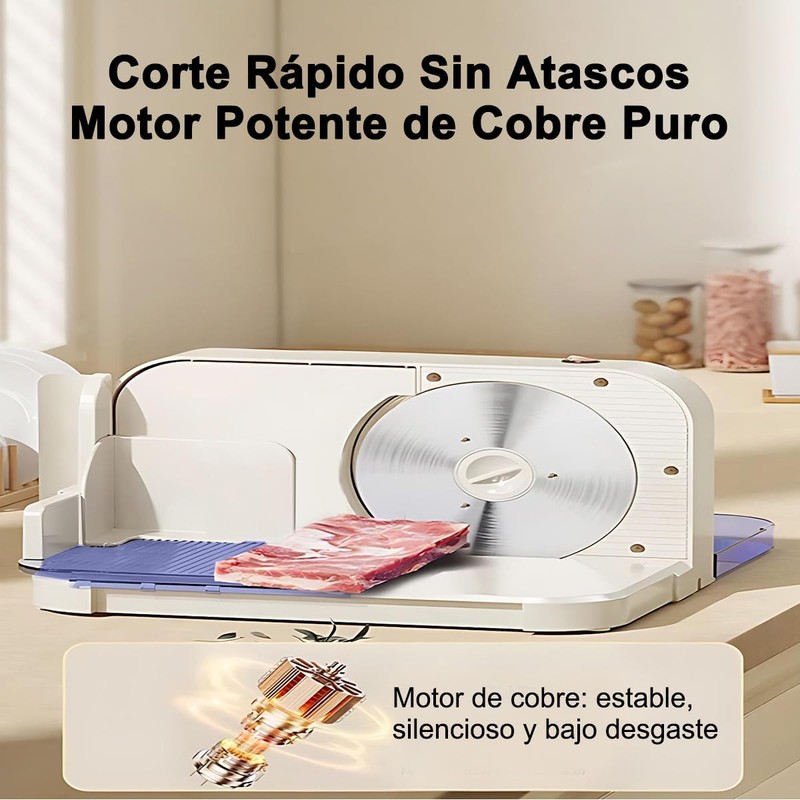 Cortadora de Carne Eléctrica, Rebanador de Alimentos Plegable con Cuchilla